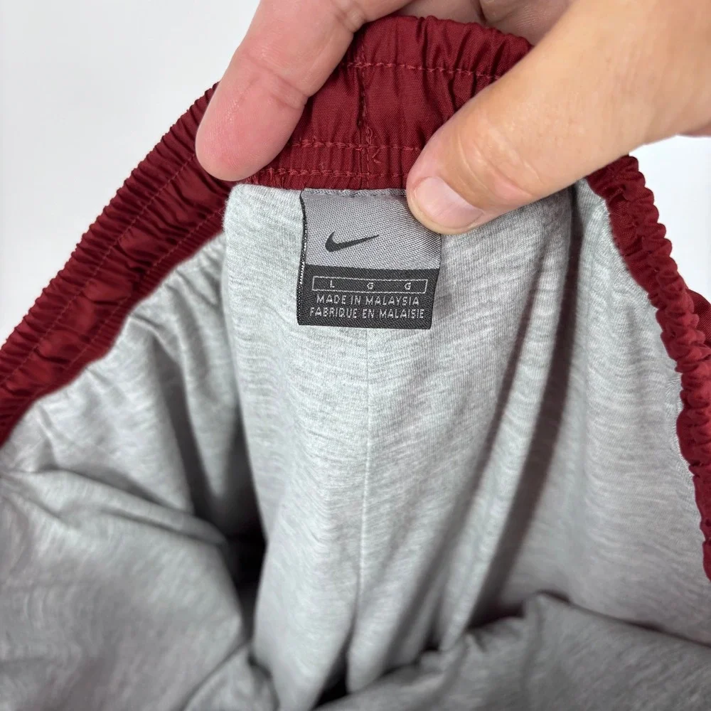 Vtg Nike Gray Tag Track Pants Men L Maroon Gray Stripe Lined Windbreaker Joggers